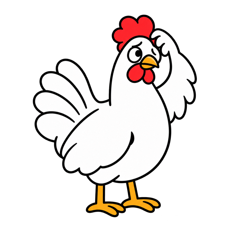 A puzzled Hen scratching its head